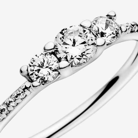 Authentic NEW Pandora Clear Three Stone Ring S925ALE - Picture 3 of 9